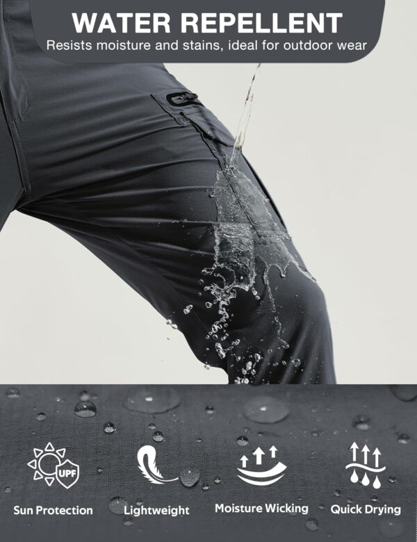 MOURCE Mens Hiking Pants Lightweight - Quick Dry Water Resistant Travel Pants with 7 Pockets for Camping Fishing Outdoor