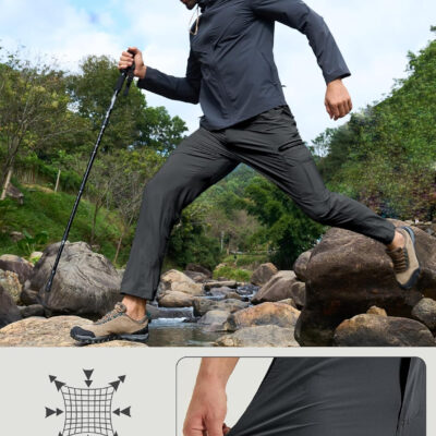 MOURCE Mens Hiking Pants Lightweight - Quick Dry Water Resistant Travel Pants with 7 Pockets for Camping Fishing Outdoor