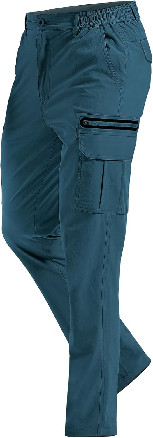 MOURCE Mens Hiking Pants Lightweight - Quick Dry Water Resistant Travel Pants with 7 Pockets for Camping Fishing Outdoor