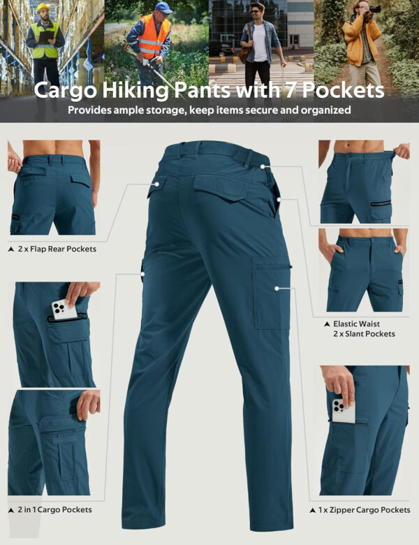 MOURCE Mens Hiking Pants Lightweight - Quick Dry Water Resistant Travel Pants with 7 Pockets for Camping Fishing Outdoor