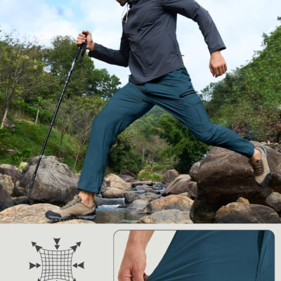 MOURCE Mens Hiking Pants Lightweight - Quick Dry Water Resistant Travel Pants with 7 Pockets for Camping Fishing Outdoor