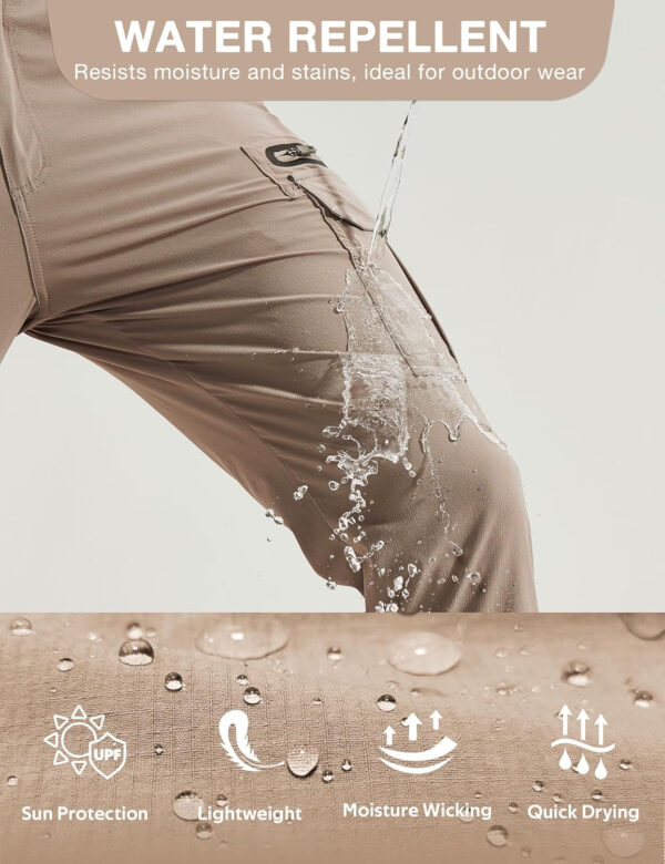 MOURCE Mens Hiking Pants Lightweight - Quick Dry Water Resistant Travel Pants with 7 Pockets for Camping Fishing Outdoor