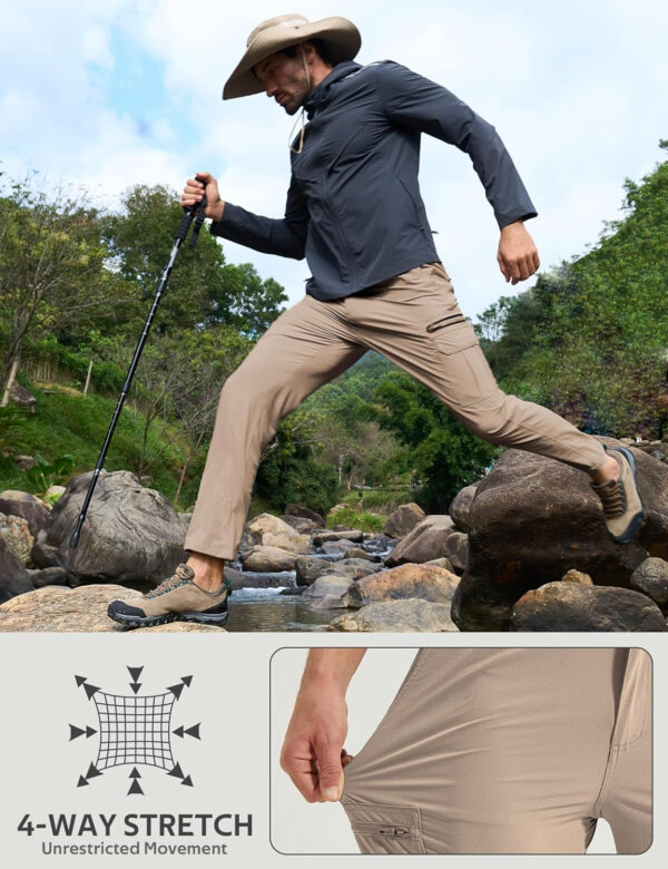 MOURCE Mens Hiking Pants Lightweight - Quick Dry Water Resistant Travel Pants with 7 Pockets for Camping Fishing Outdoor