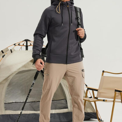 MOURCE Mens Hiking Pants Lightweight - Quick Dry Water Resistant Travel Pants with 7 Pockets for Camping Fishing Outdoor