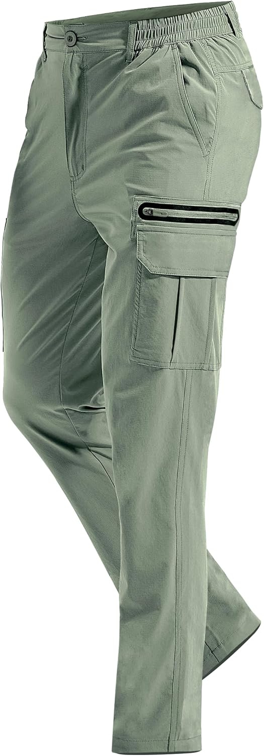 MOURCE Mens Hiking Pants Lightweight - Quick Dry Water Resistant Travel Pants with 7 Pockets for Camping Fishing Outdoor