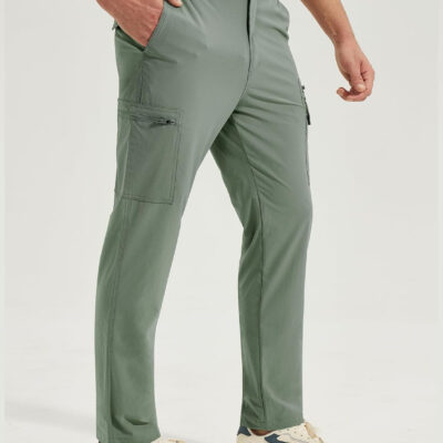MOURCE Mens Hiking Pants Lightweight - Quick Dry Water Resistant Travel Pants with 7 Pockets for Camping Fishing Outdoor