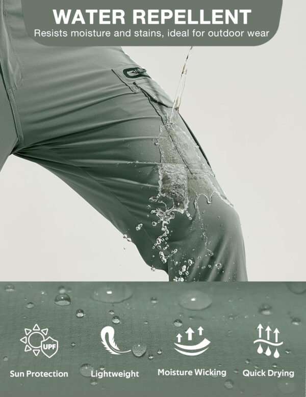 MOURCE Mens Hiking Pants Lightweight - Quick Dry Water Resistant Travel Pants with 7 Pockets for Camping Fishing Outdoor