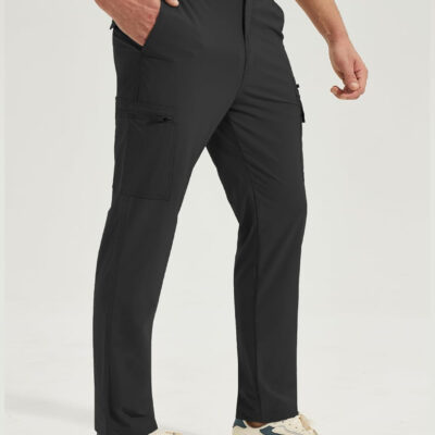 MOURCE Mens Hiking Pants Lightweight - Quick Dry Water Resistant Travel Pants with 7 Pockets for Camping Fishing Outdoor