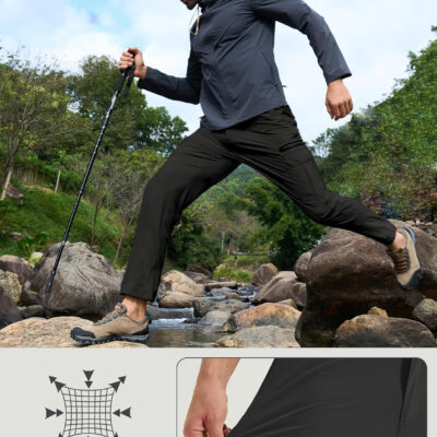 MOURCE Mens Hiking Pants Lightweight - Quick Dry Water Resistant Travel Pants with 7 Pockets for Camping Fishing Outdoor