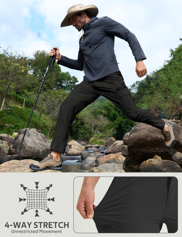 MOURCE Mens Hiking Pants Lightweight - Quick Dry Water Resistant Travel Pants with 7 Pockets for Camping Fishing Outdoor