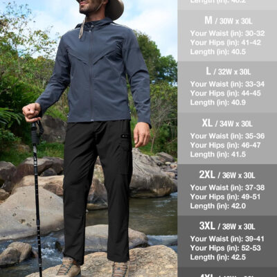 MOURCE Mens Hiking Pants Lightweight - Quick Dry Water Resistant Travel Pants with 7 Pockets for Camping Fishing Outdoor