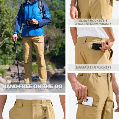 6899faa74b4ae39e919a2514450560f0cd9468b57f72dacc1911c.jpg MOURCE Men's Lightweight Hiking Pants Quick Dry - Water Resistant Outdoor Cargo Pants for Men 7 Pockets