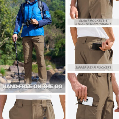 6899faae336f4847de3592b05b46cbba5267f92673842699af0cb.jpg MOURCE Men's Lightweight Hiking Pants Quick Dry - Water Resistant Outdoor Cargo Pants for Men 7 Pockets