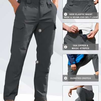 6899fab282a1c43c7e65d53a65f6d42a9d1ddd33bbf31ab206ab5.jpg MOURCE Men's Lightweight Hiking Pants Quick Dry - Water Resistant Outdoor Cargo Pants for Men 7 Pockets