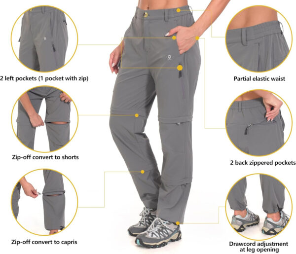 6899fb3b64c85e74d959ca30c9d32acefc937bfd20b52528db3d3.jpg Little Donkey Andy Women's Stretch Convertible Pants, Zip Off Quick Dry Hiking Pants