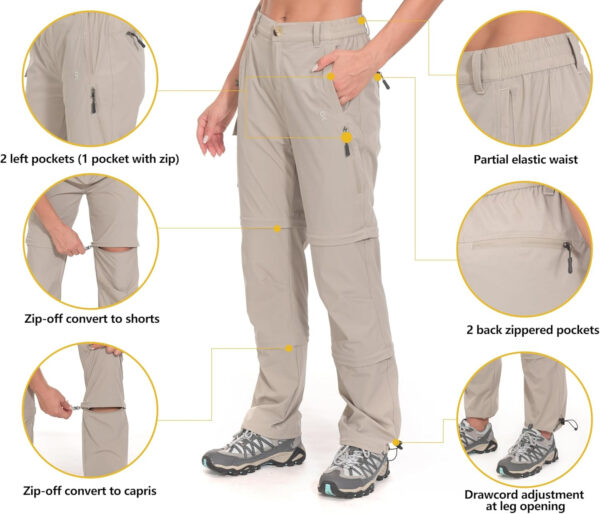 6899fb4a2c8d7ea381e317abf8b1c81b279272affe6dc45c94293.jpg Little Donkey Andy Women's Stretch Convertible Pants, Zip Off Quick Dry Hiking Pants