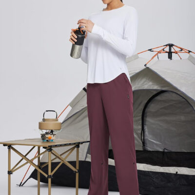 baleaf Women's Hiking Water Resistant Pants UPF Roll Up Convertible Capri Pant Quick Dry Zipper Pockets Travel Fishing