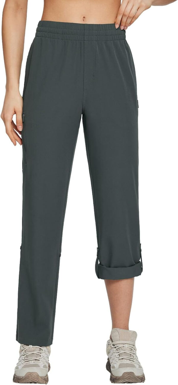 baleaf Women's Hiking Water Resistant Pants UPF Roll Up Convertible Capri Pant Quick Dry Zipper Pockets Travel Fishing