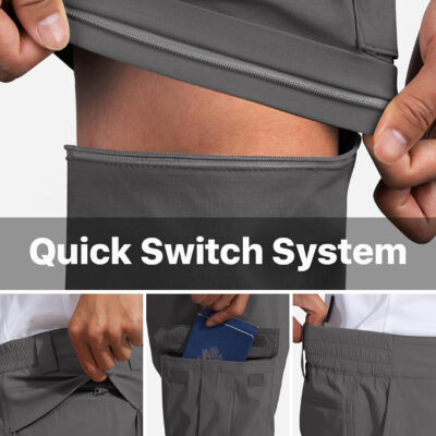 FREE SOLDIER Mens Hiking Pants Convertible Waterproof Lightweight Quick Dry Zip Off Cargo Pants