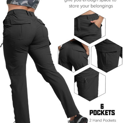 WENRONSTA Women's Hiking Cargo Pants Lightweight Quick Dry Waterproof UPF 50+ Camping Fishing Travel Outdoor Work Pants