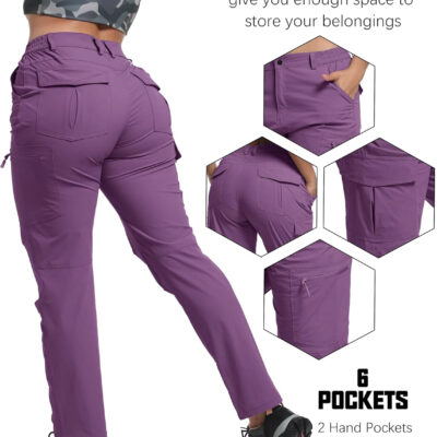WENRONSTA Women's Hiking Cargo Pants Lightweight Quick Dry Waterproof UPF 50+ Camping Fishing Travel Outdoor Work Pants