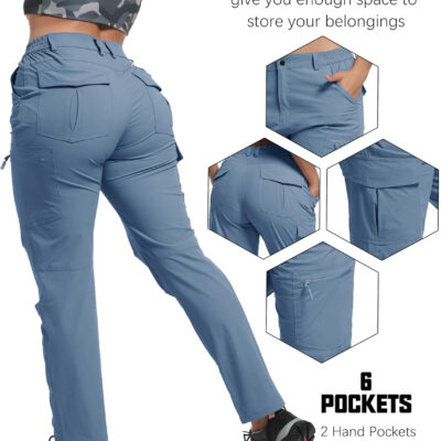 WENRONSTA Women's Hiking Cargo Pants Lightweight Quick Dry Waterproof UPF 50+ Camping Fishing Travel Outdoor Work Pants