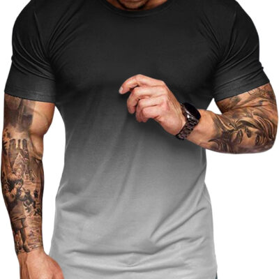 rrhss Mens Muscle Gym T-Shirts Short Sleeve Workout Athletic Bodybuilding Cotton Tee