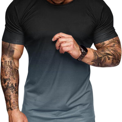 rrhss Mens Muscle Gym T-Shirts Short Sleeve Workout Athletic Bodybuilding Cotton Tee