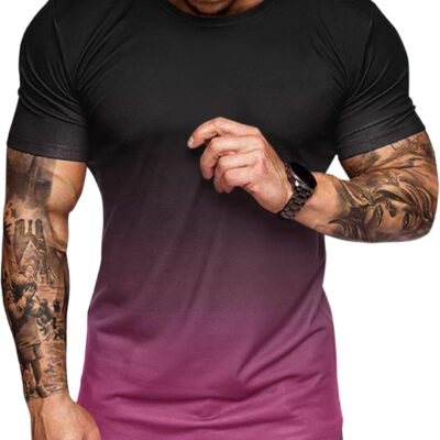 rrhss Mens Muscle Gym T-Shirts Short Sleeve Workout Athletic Bodybuilding Cotton Tee