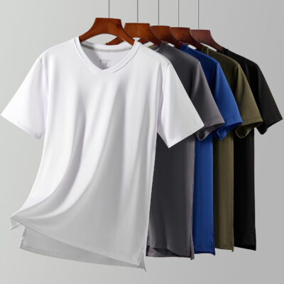 689a0d55327a3eaa61cc95aa7aadb39940b06fd9ed35bec8fcf86.jpg 5 Pack Mens V-Neck Dry Fit T-Shirts, Active Athletic Short Sleeve Workout Tops, Performance Gym Tees (Available in Plus Size)