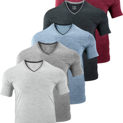 689a0d6bbc81d34621165a884f3ecc4855472734f492e4437efd6.jpg 5 Pack Mens V-Neck Dry Fit T-Shirts, Active Athletic Short Sleeve Workout Tops, Performance Gym Tees (Available in Plus Size)