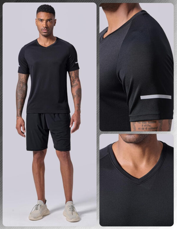 689a0d8d44f0ef5a4f4f99e1052bed4da10ba5609228d49c4d7e3.jpg 5 Pack Mens V-Neck Dry Fit T-Shirts, Active Athletic Short Sleeve Workout Tops, Performance Gym Tees (Available in Plus Size)