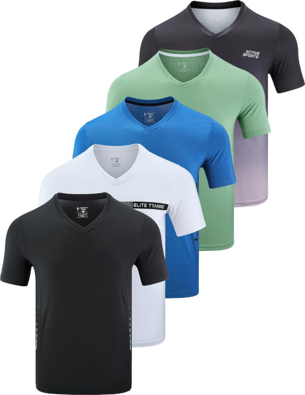 689a0d978290d901f6c068ef294c888e81fc065e1ff24a50c2daf.jpg 5 Pack Mens V-Neck Dry Fit T-Shirts, Active Athletic Short Sleeve Workout Tops, Performance Gym Tees (Available in Plus Size)
