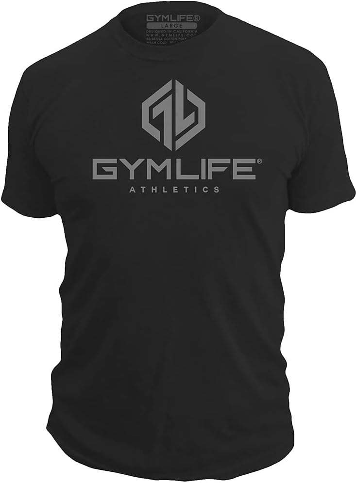 Gym Life Men's Power Up Athletic Performance Short Sleeve Workout T-Shirt, Black