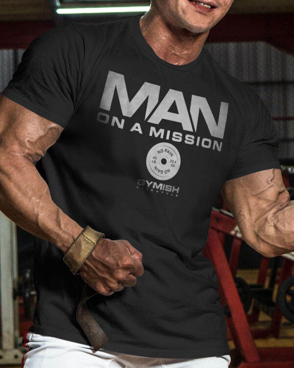 689a13c3cb4962c24ef87c2ffe2d2eb32e5807d16d4e4907b360a.jpg Man on Mission Workout Shirts for Men, Motivational Gym Funny Lifting T-Shirts