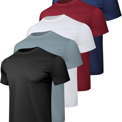 1/5 Pack Workout Shirts for Men Athletic Running Gym Quick Dry Short Sleeve Performance Moisture Wicking T Shirt