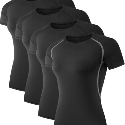 689a1b5abf98b802aaab93231eeb59bd2c9eaf3176b56b5e11608.jpg TELALEO 4 Pack Women's Compression Shirt Running Athletic T-Shirts Workout Tops Baselayer Short Sleeve Yoga Gym Sports Gear