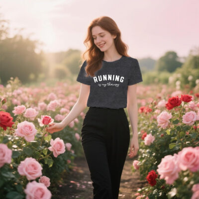 Womens Running Shirt Workout Marathon Tshirt Running is My Therapy Runner Tee Top