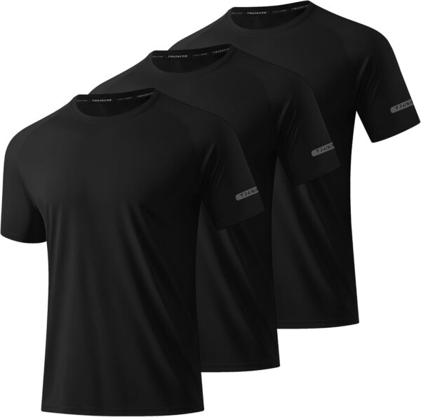 3 Pack Workout Shirts for Men Short Sleeve UPF 50+ Sun Protection Tee Moisture Wicking Athletic Rash Guard T-Shirts Running