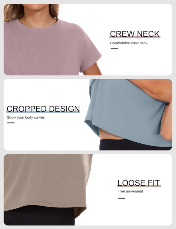 689a1e222d8b391e8a1d2a7226ab1565c6033948f63712338107b.jpg 6 Pack Women's Crop Top Short Sleeve Athletic Workout Yoga Running Gym Casual Tees T-Shirts Loose Fit