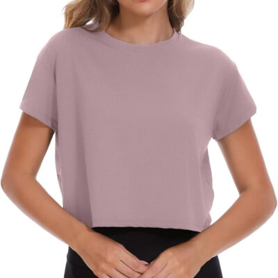 689a1e271ec5530b9d40e53e74eef69a5984f27dfe88081ae8497.jpg 6 Pack Women's Crop Top Short Sleeve Athletic Workout Yoga Running Gym Casual Tees T-Shirts Loose Fit