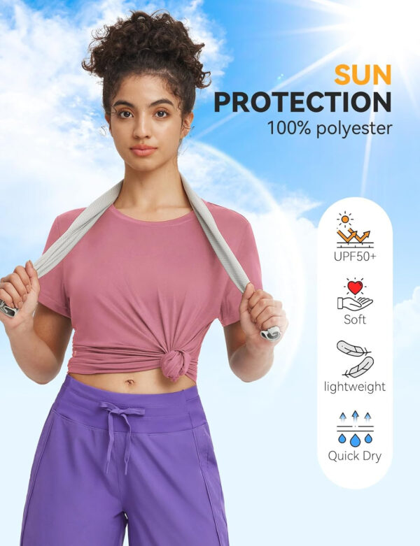 baleaf Women's Running Shirts Short Sleeve Workout Athletic Tops Moisture Wicking Quick Dry Exercise Hiking UV Sun Shirt