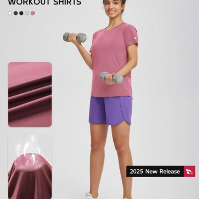 baleaf Women's Running Shirts Short Sleeve Workout Athletic Tops Moisture Wicking Quick Dry Exercise Hiking UV Sun Shirt