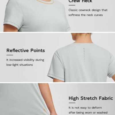 baleaf Women's Running Shirts Short Sleeve Workout Athletic Tops Moisture Wicking Quick Dry Exercise Hiking UV Sun Shirt