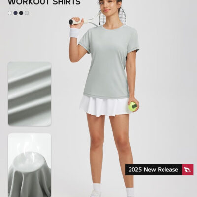 baleaf Women's Running Shirts Short Sleeve Workout Athletic Tops Moisture Wicking Quick Dry Exercise Hiking UV Sun Shirt