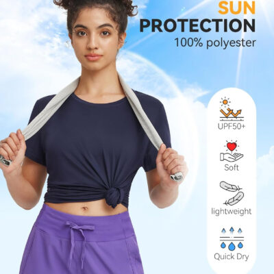 baleaf Women's Running Shirts Short Sleeve Workout Athletic Tops Moisture Wicking Quick Dry Exercise Hiking UV Sun Shirt