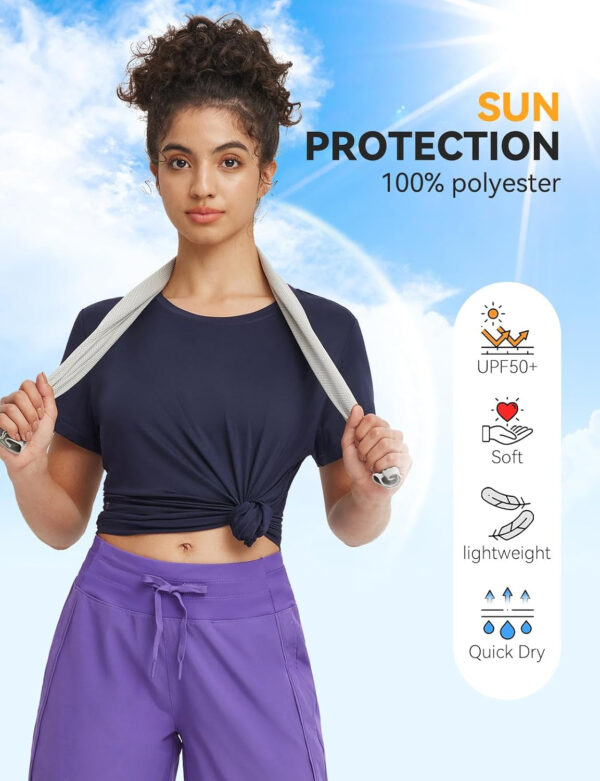 baleaf Women's Running Shirts Short Sleeve Workout Athletic Tops Moisture Wicking Quick Dry Exercise Hiking UV Sun Shirt