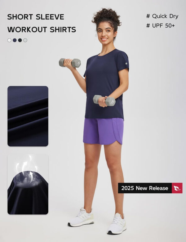baleaf Women's Running Shirts Short Sleeve Workout Athletic Tops Moisture Wicking Quick Dry Exercise Hiking UV Sun Shirt