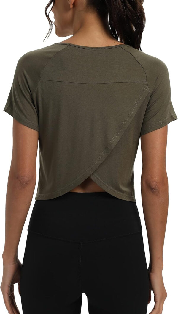 689a220a533a2caea1c2efbdbd9d732657a28124a2c775c8a03c2.jpg Mippo Workout Tops for Women Cropped Split Back Athletic Gym Exercise Shirts Loose Fit