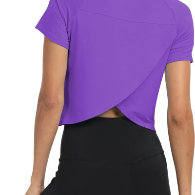 689a220ecb9e993fcebc8c1787f4a8f3afca70e2b24da47ca1751.jpg Mippo Workout Tops for Women Cropped Split Back Athletic Gym Exercise Shirts Loose Fit